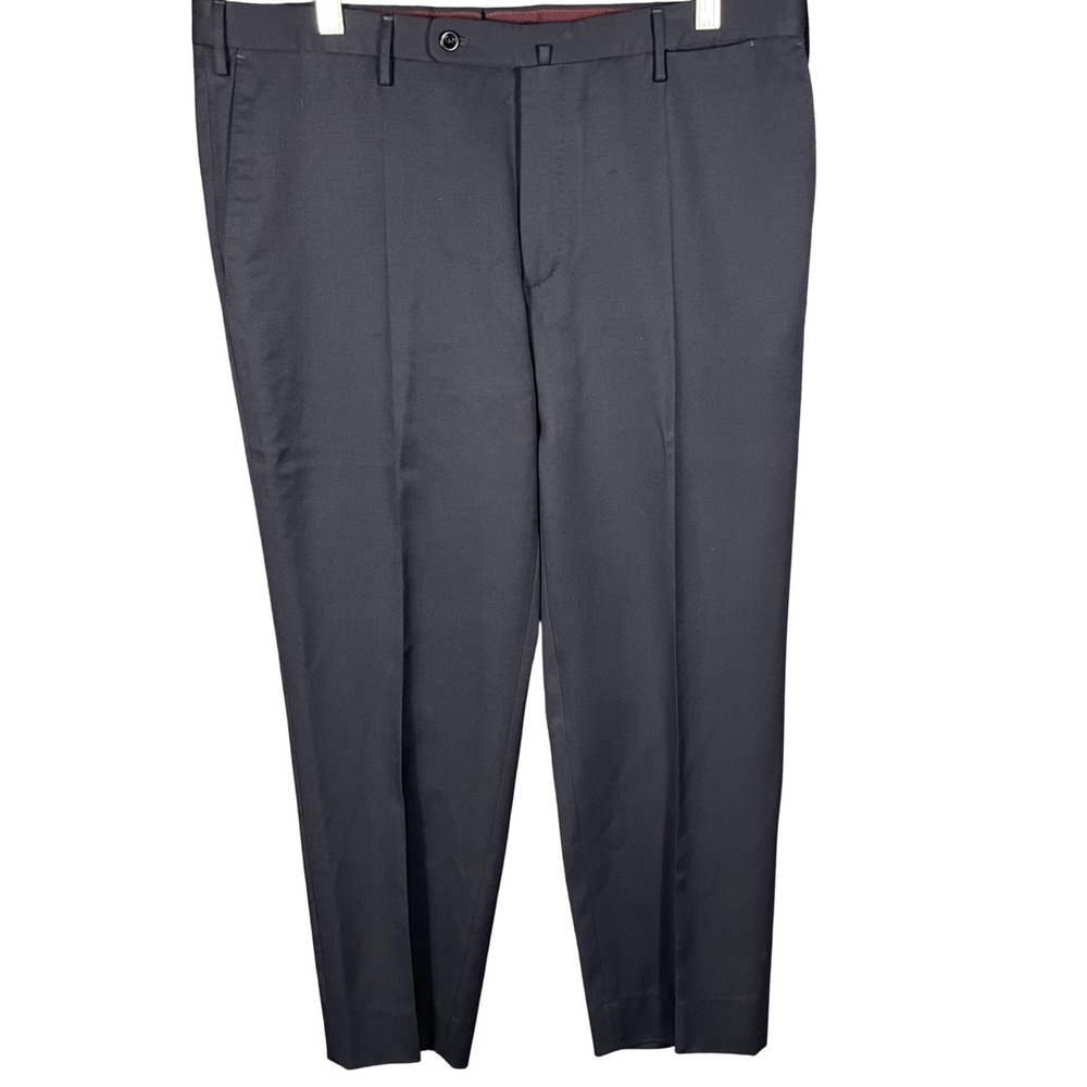 Incotex Dress Pants Mens 36 Navy Blue Super 120s Wool Regular Fit Flat Front